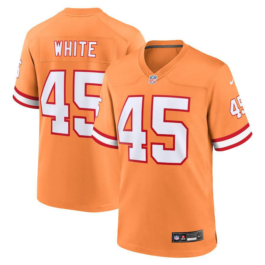 Men Tampa Bay Buccaneers #45 Devin White Nike Orange Throwback Game NFL Jersey->tampa bay buccaneers->NFL Jersey